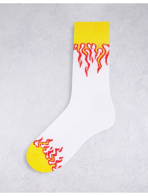 Asos Design 3 pack sports crew sock with flame design