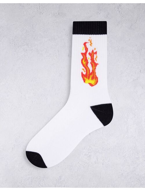 Asos Design 3 pack sports crew sock with flame design