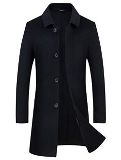 Men's Gentle Single Breasted Regular Fit Unlined Wool Blend Midi Pea Coat