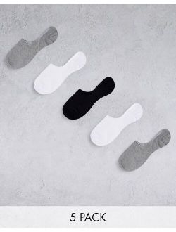 5 pack no show sock in monochrome save