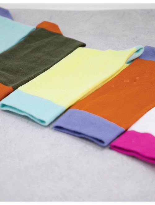 Asos Design 5-pack color block crew socks in pastels