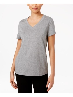 Solid Short Sleeve V-Neck Sleep T-Shirt