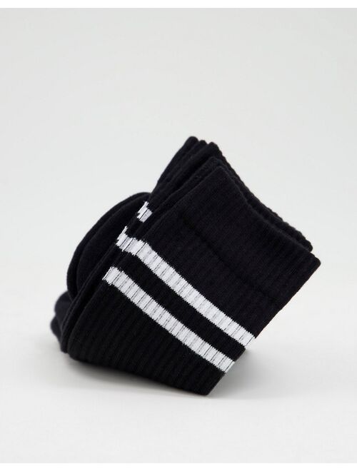 Asos Design 5 pack sport socks in black with white stripe save