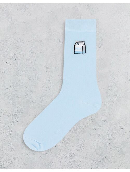 Asos Design 3-pack crew socks with milk embroidery