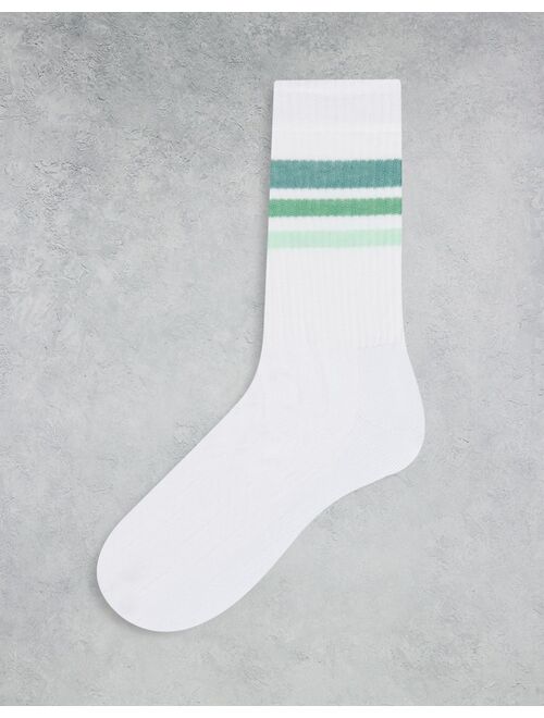 Asos Design 3-pack sport socks with color block stripes in white