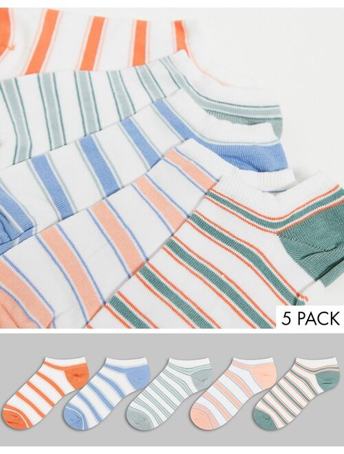 Asos Design striped pastel sneaker socks 5 pack