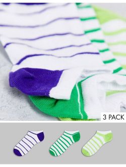 3 pack striped sneaker socks