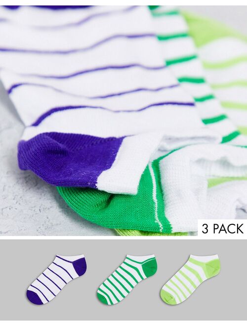 Asos Design 3 pack striped sneaker socks