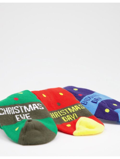 Asos Design 3 pack christmas day sports crew socks