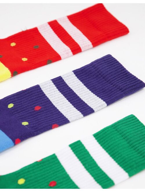 Asos Design 3 pack christmas day sports crew socks