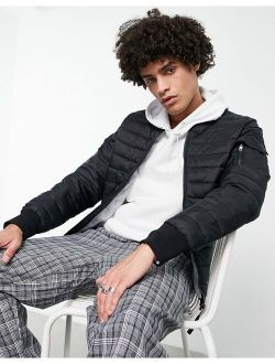 quilted bomber jacket in black