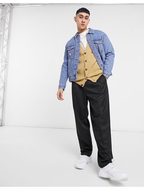 Bershka denim jacket in mid blue