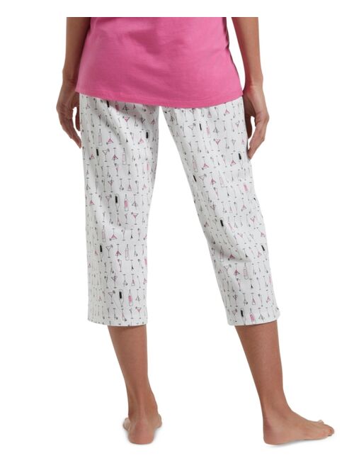 Hue Martini-Print Cotton Capri Pajama Pants