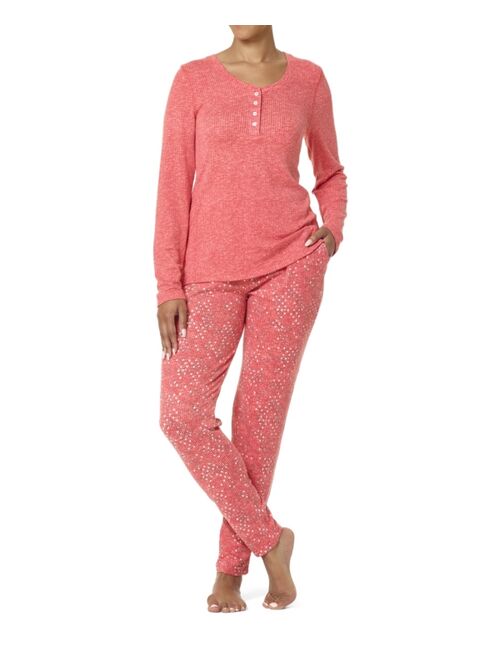 Hue Women's Square Geo Henley Ribbed Pajama Set