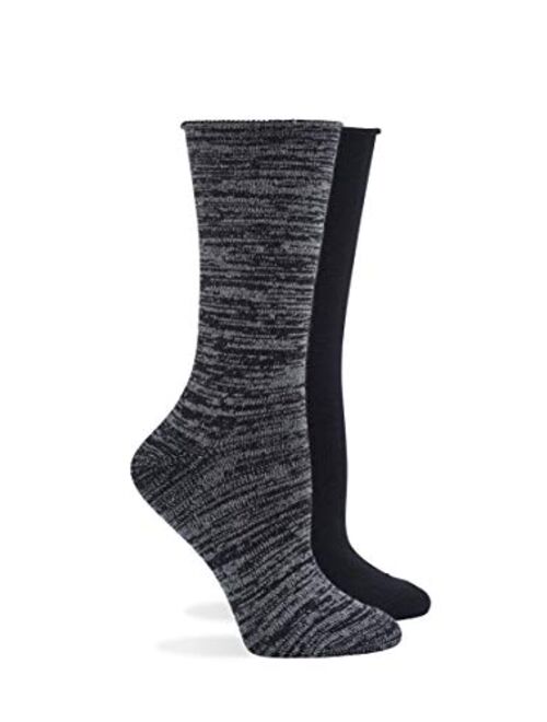 HUE womens Super Soft Roll Top Boot Sock 2 Pair Pack