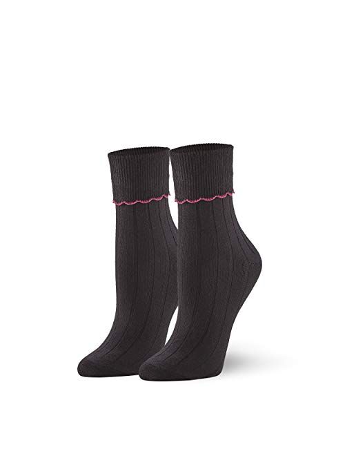 HUE Women's Scalloped Turncuff Sock 3 Pair Pack