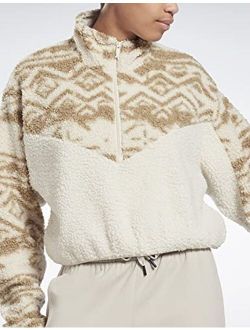 by Reebok Women's Cozy Quarter-Zip Oversized Sherpa Jacket