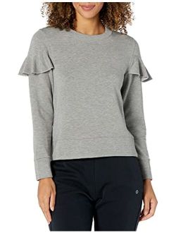 Women's (XS-3X) Cloud Soft Yoga Fleece Ruffle Sleeve Crew Sweatshirt