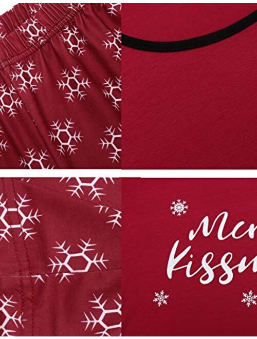 Ekouaer Christmas Pajamas Sets Long Sleeve Loungewear Two-Piece Sleepwear Soft Pj Set S-XXL