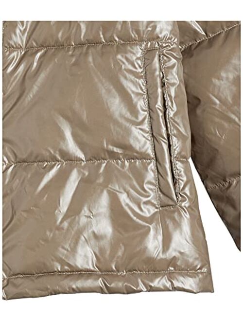 Amazon Brand - Core 10 Women's High Shine Insulated Puffer Full-Zip Boxy Fit Jacket