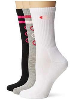 womens Double Stripe Crew Sock, 3-pair