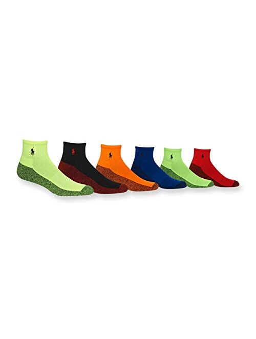 Polo Ralph Lauren Men's Classic Sports Neon Marbled Quarter Socks - 6 Pairs