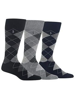 Mens' Extended Size Argyle Dress Socks 3-Pack