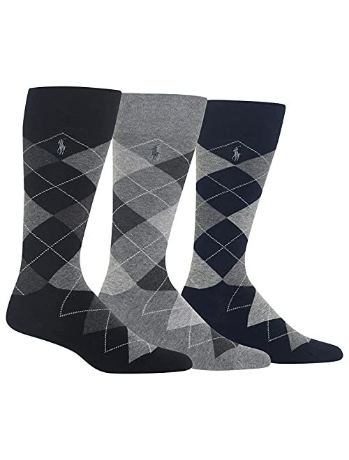 Polo Ralph Lauren Mens' Extended Size Argyle Dress Socks 3-Pack