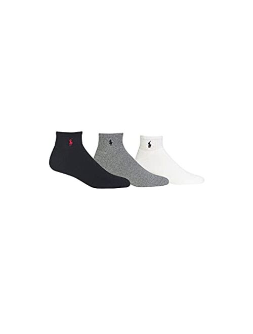 Polo Ralph Lauren Classic Cotton Cushioned Quarter Top Sock - 3 Pack (824032) XL/white/grey/black