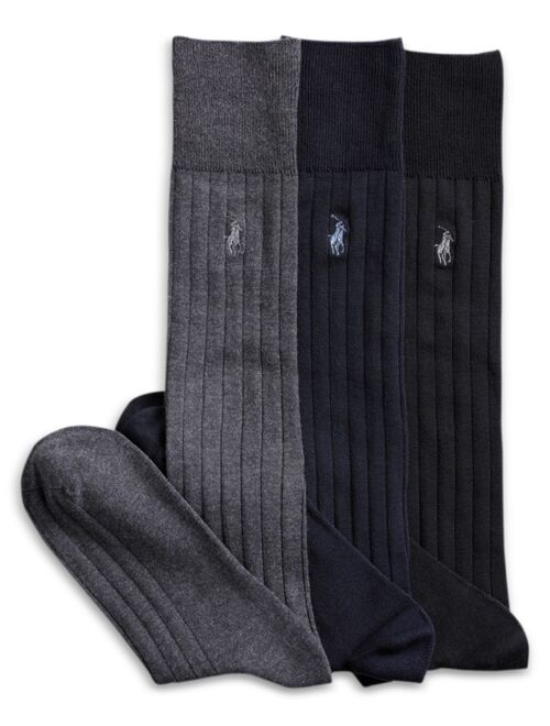 Polo Ralph Lauren 3 Pack Over the Calf Dress Solid Men's Socks