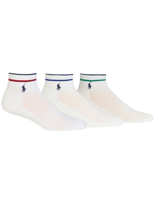 Polo Ralph Lauren Men's 3 Pack Striped Quarter Socks