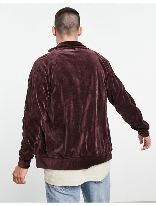 Puma Icon velour track jacket in burgundy and gold
