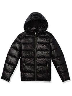 mens Mid-weight Puffer Jacket With Removable Hood