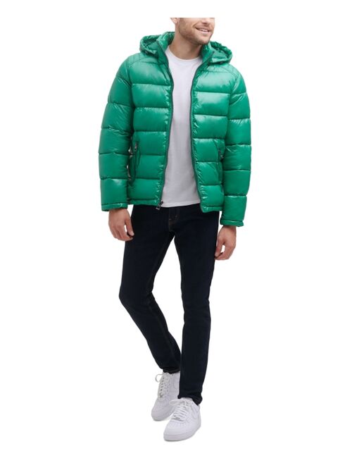 Guess Men's Hooded Solid Water Resistance Puffer Jacket