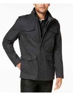 Men's Military-Inspired Coat with Plaid Detail, Created for Macy's
