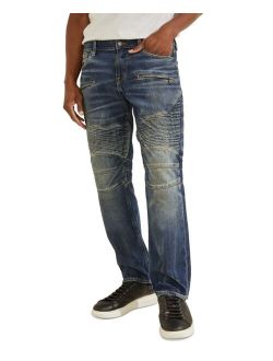 Men's Eco Skinny-Fit Pintucked Moto Jeans