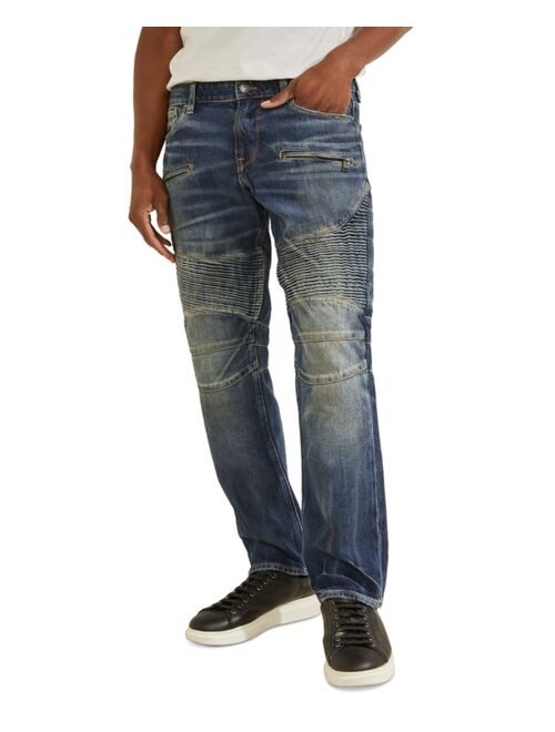 Guess Men's Eco Skinny-Fit Pintucked Moto Jeans