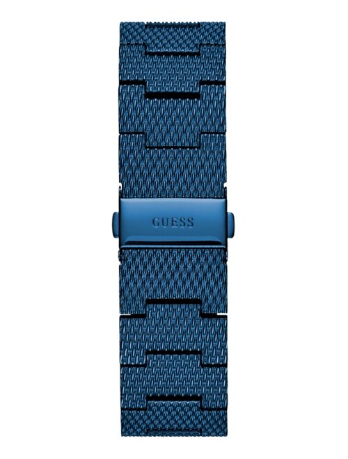 Guess Men's Diamond-Accent Blue Stainless Steel Mesh Bracelet Watch 40x35mm