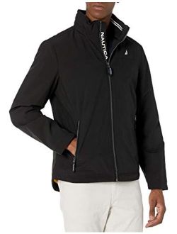 Men's Color Block Zip Front Jacket with Hidden Hood
