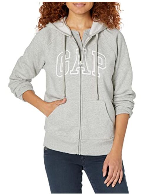 GAP Womens Arch Logo Zip Hoodie Full Zip, Navy Uniform