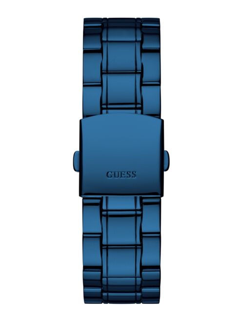 Guess Men's Diamond-Accent Blue Stainless Steel Bracelet Watch 44mm