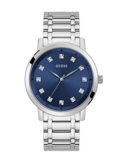 Men's Diamond-Accent Silver-Tone Stainless Steel Watch 44mm