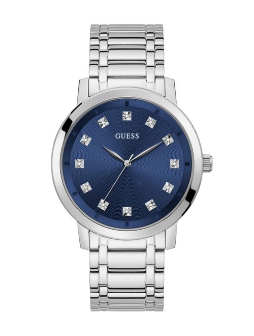 Guess Men's Diamond-Accent Silver-Tone Stainless Steel Watch 44mm