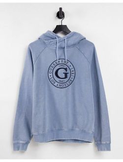 hoodie with chest circle logo in blue