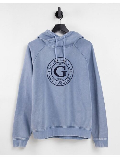Guess hoodie with chest circle logo in blue