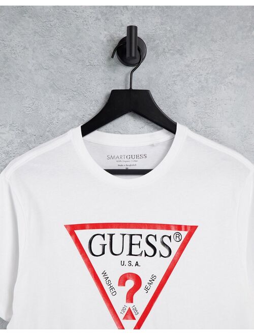 Guess T-shirt with triangle logo in white