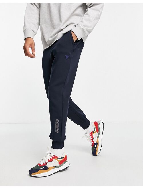 Guess active cuffed sweatpants with leg logo in navy
