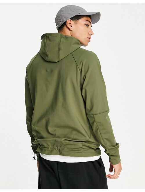 Guess active overhead waterproof jacket with chest logo in olive green
