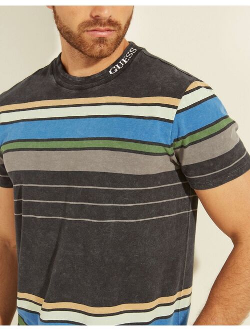Guess T-shirt with neck logo in stripe print