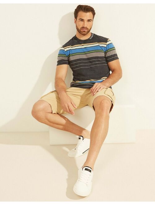 Guess T-shirt with neck logo in stripe print